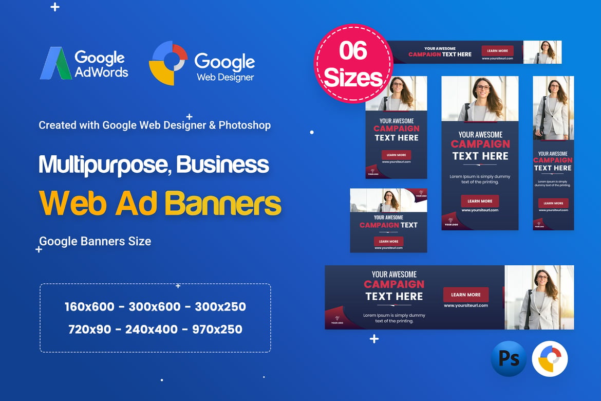 Template Website Spanduk Multi-Purpose HTML5 D59 - GWD & PSD