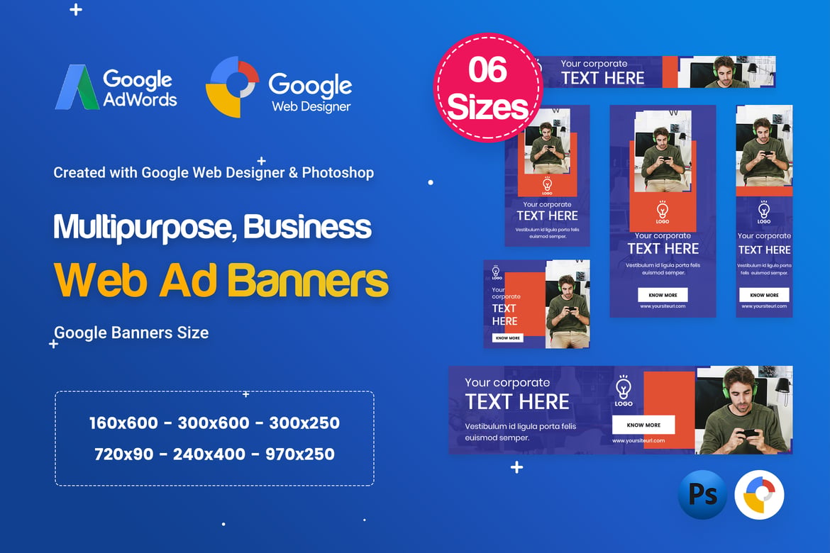 Template Web Spanduk Multi-Purpose HTML5 D67 - GWD & PSD