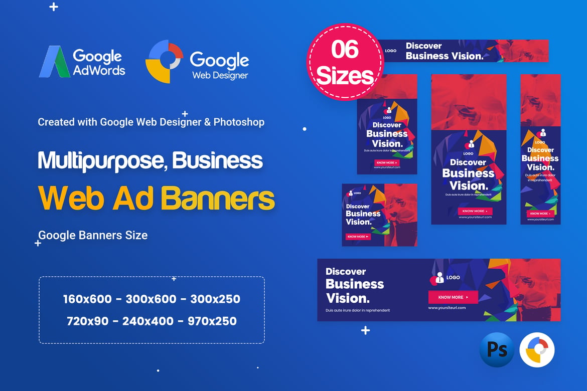 Template Website Banner Serbaguna HTML5 D68 - GWD & PSD