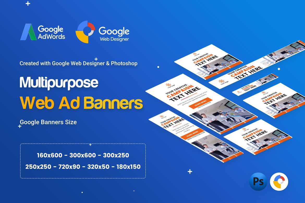 Template Website Banner Iklan Serbaguna untuk Bisnis - GWD & PSD