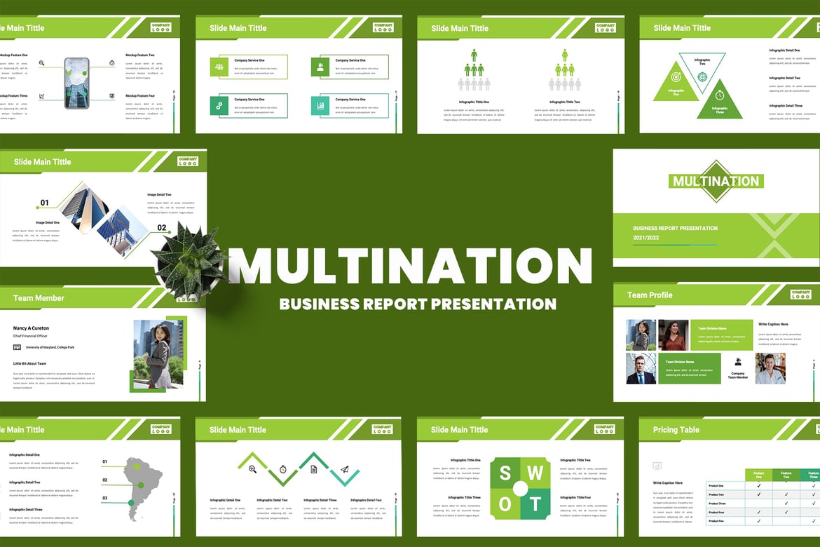 Template Powerpoint Bisnis Multination yang Modern dan Kreatif
