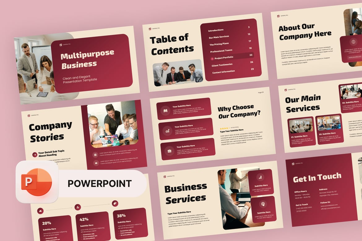 Template PowerPoint Bisnis Serbaguna yang Menarik