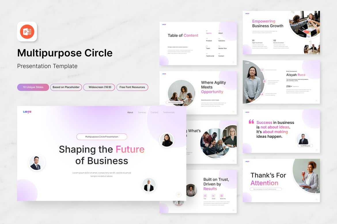 Template Presentasi Lingkaran Serbaguna untuk PowerPoint