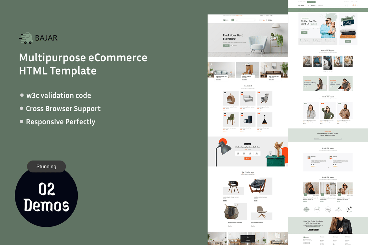 Template Website eCommerce Serbaguna Bajar | Kreasikan Toko Online Anda