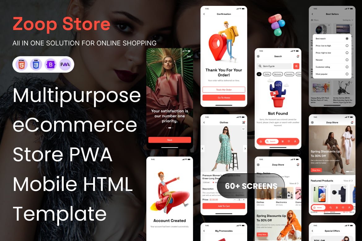 Template Website eCommerce PWA Mobile Serbaguna untuk Toko Online Anda