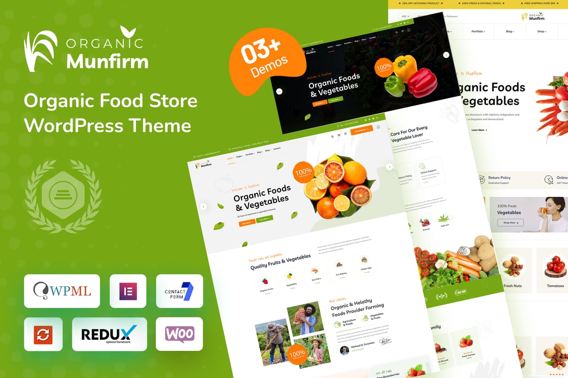 Munfirm - Tema WordPress Toko Makanan Organik Modern dan Responsif