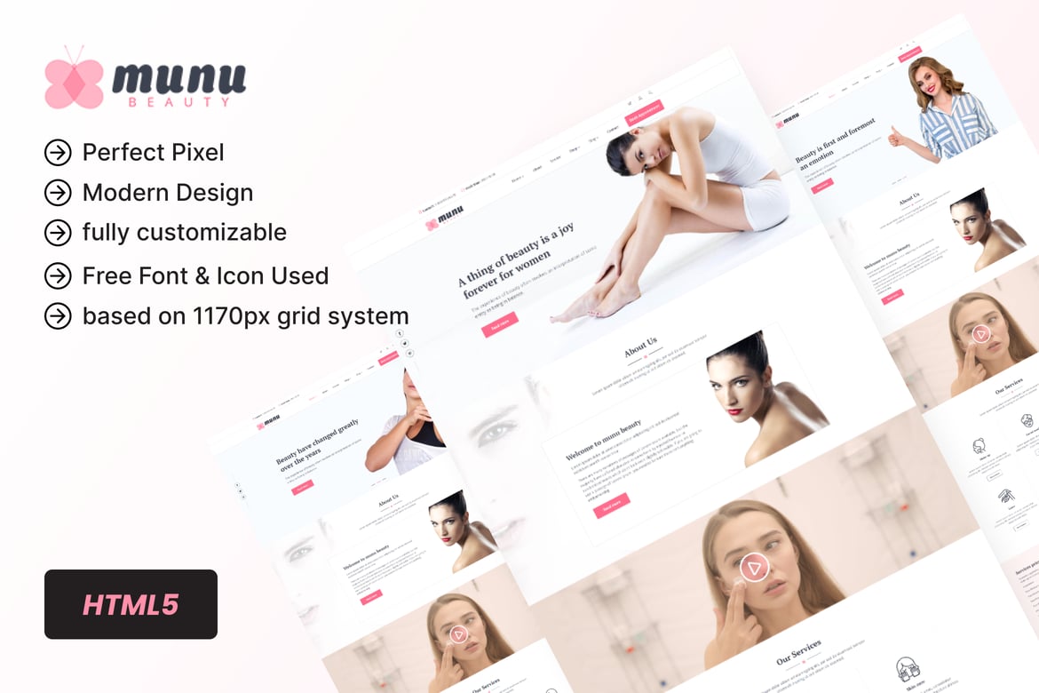 Munu - Template Website Kecantikan HTML5 Responsif + RTL