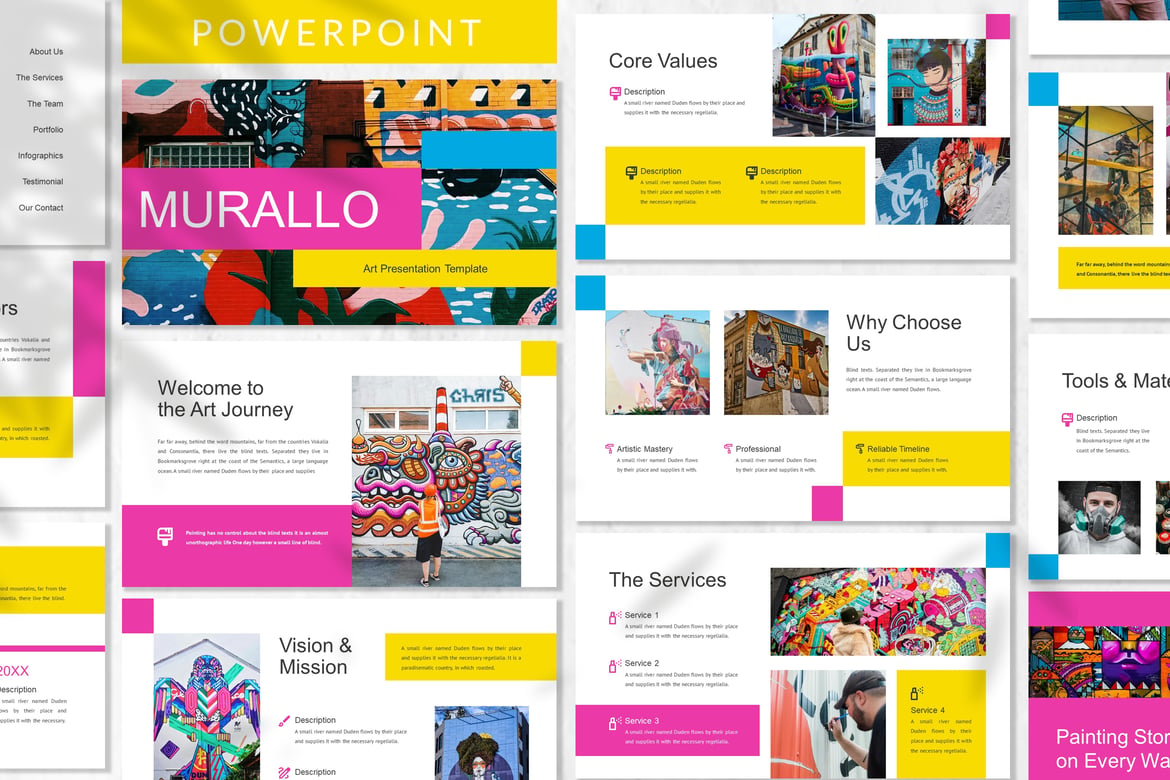 Template Presentasi PowerPoint untuk Mural Painting yang Menarik