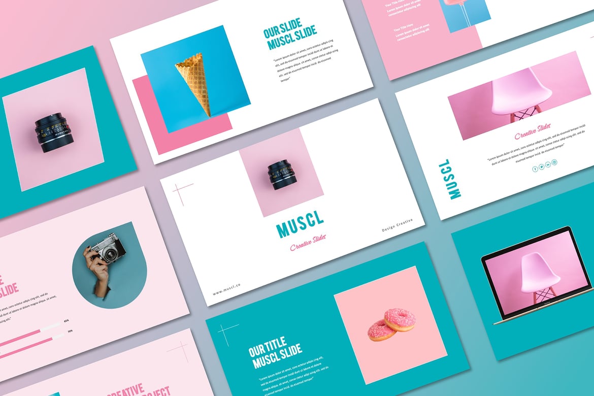 Template PowerPoint Kreatif Muscl yang Minimalis dan Fleksibel
