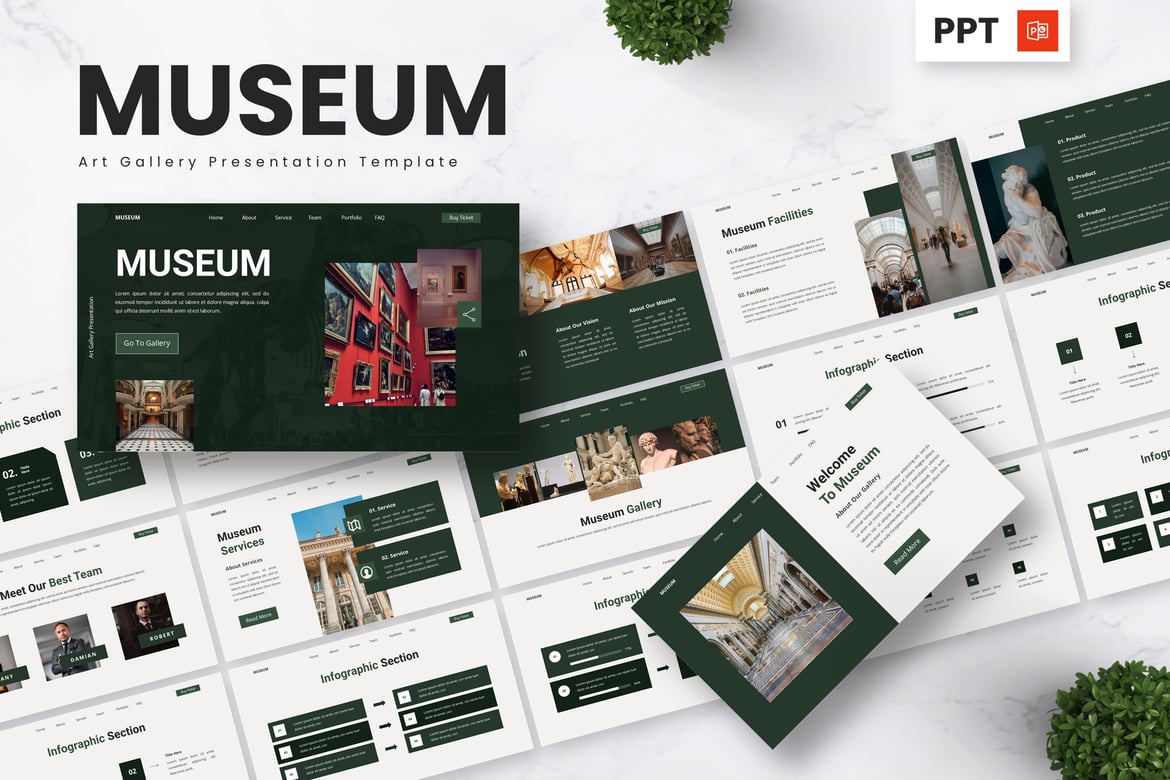 Template Powerpoint Galeri Seni dan Museum yang Menarik