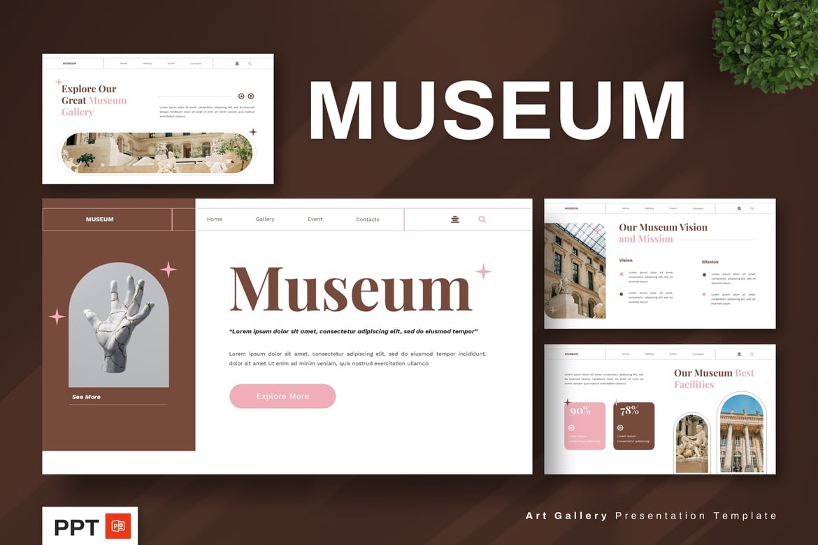Template Powerpoint Galeri Seni dan Museum yang Kreatif