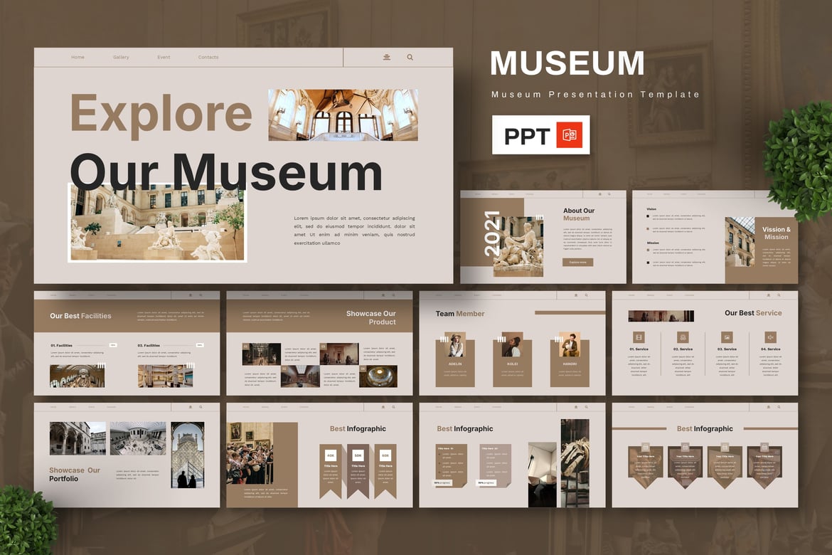 Template Powerpoint Galeri Seni dan Museum yang Menarik