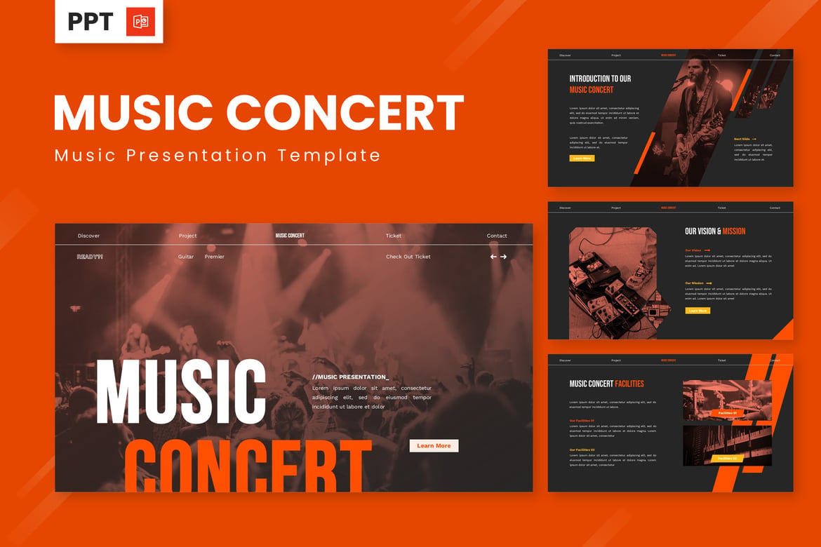 Template PowerPoint Konser Musik - Tampilkan Energi Acara Anda