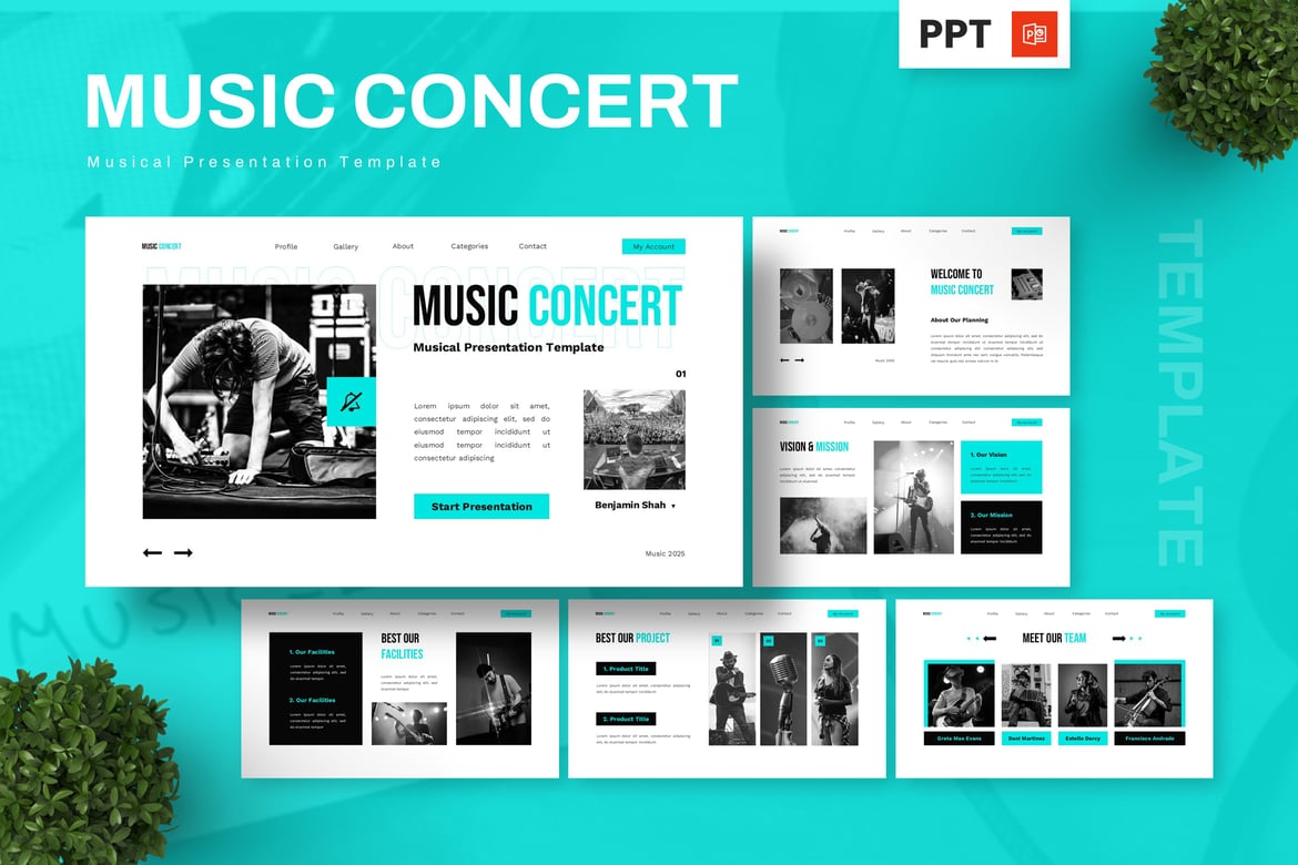 Template Presentasi Musik - PowerPoint Kreatif untuk Konser
