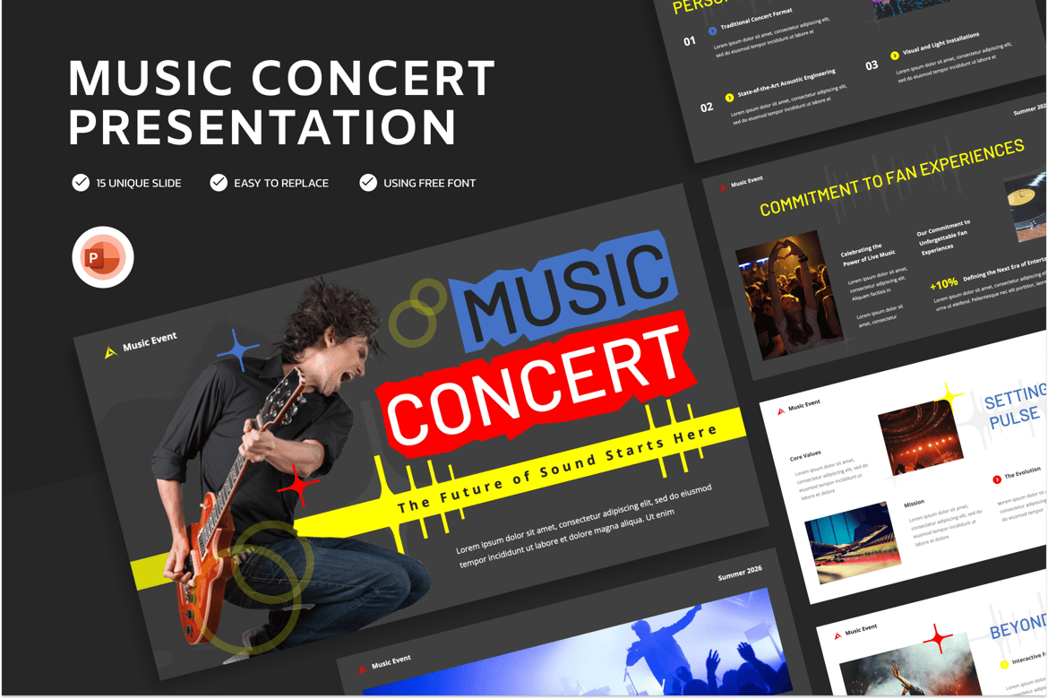 Template Powerpoint Konser Musik yang Menarik dan Kreatif