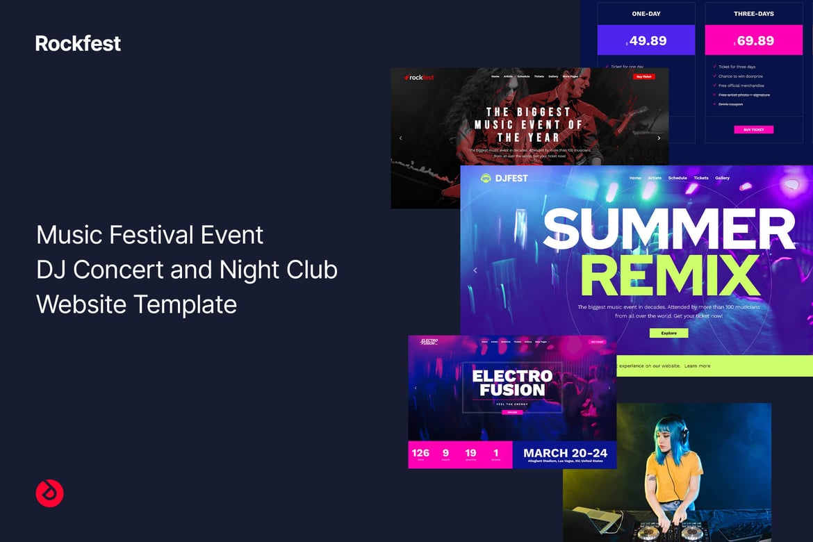 Template Website Acara Musik dan Klub Malam - Rockfest yang Menarik