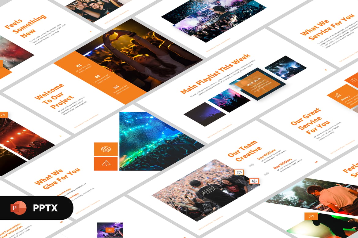 Template PowerPoint Festival Musik Modern yang Menarik