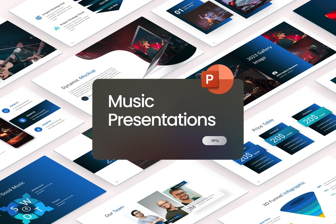 Template PowerPoint Festival Musik yang Modern dan Menarik