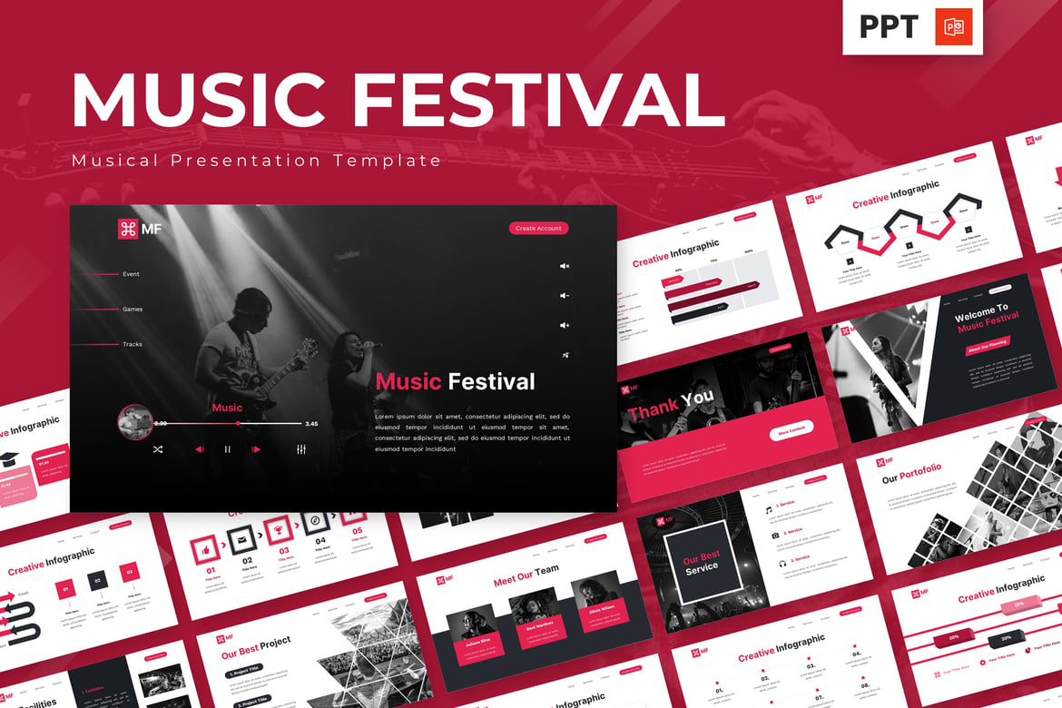Template Powerpoint Festival Musik yang Menarik dan Modern