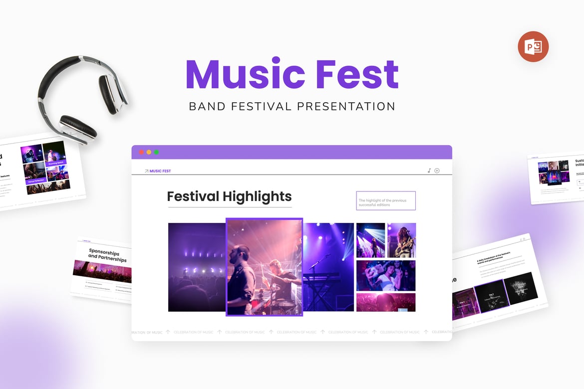 Template PowerPoint Festival Musik yang Menarik