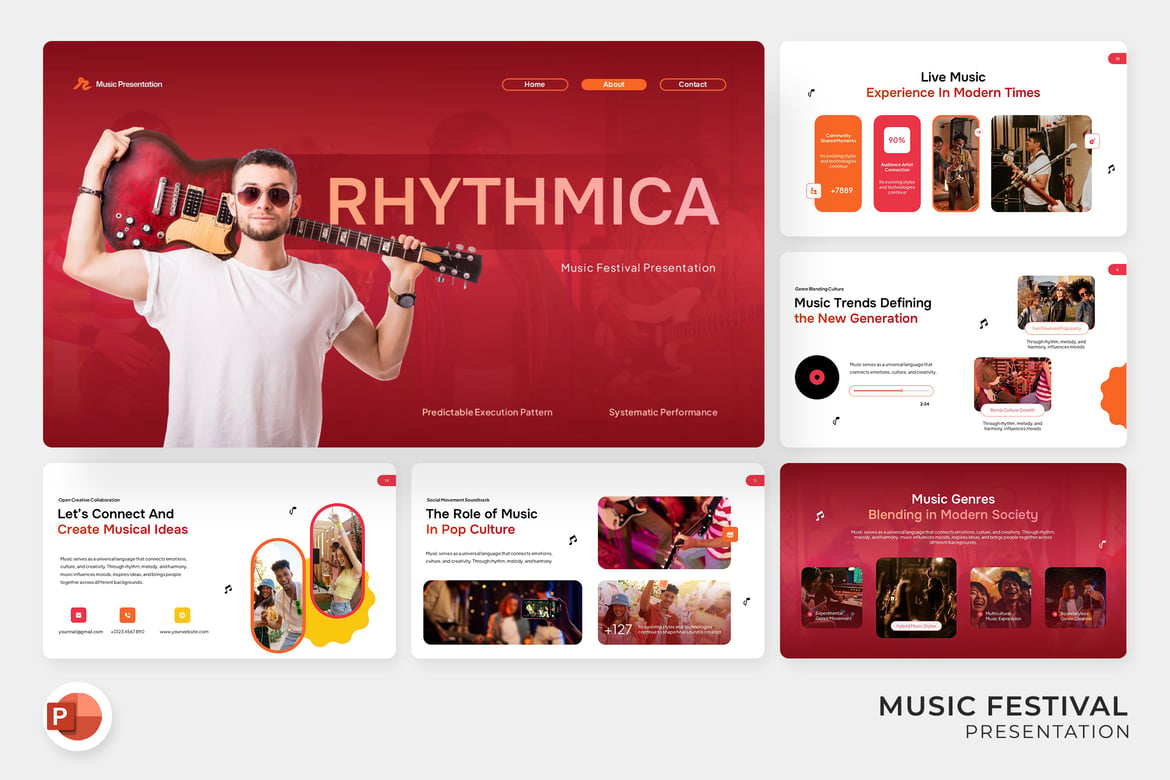Template Presentasi PowerPoint Festival Musik yang Menarik