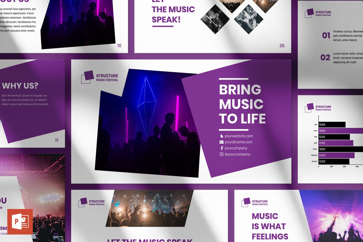 Template PowerPoint Festival Musik yang Menarik dan Mudah Digunakan