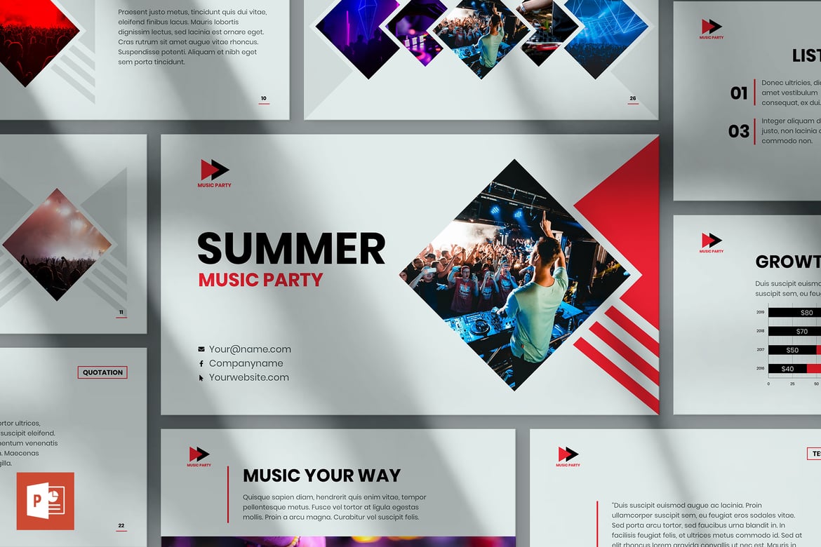 Template Presentasi PowerPoint Tema Musik yang Menarik