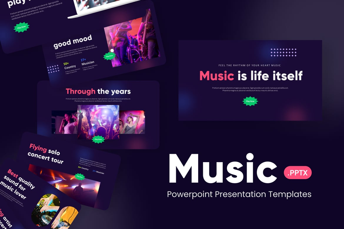 Template Presentasi Powerpoint Musik yang Menarik dan Profesional