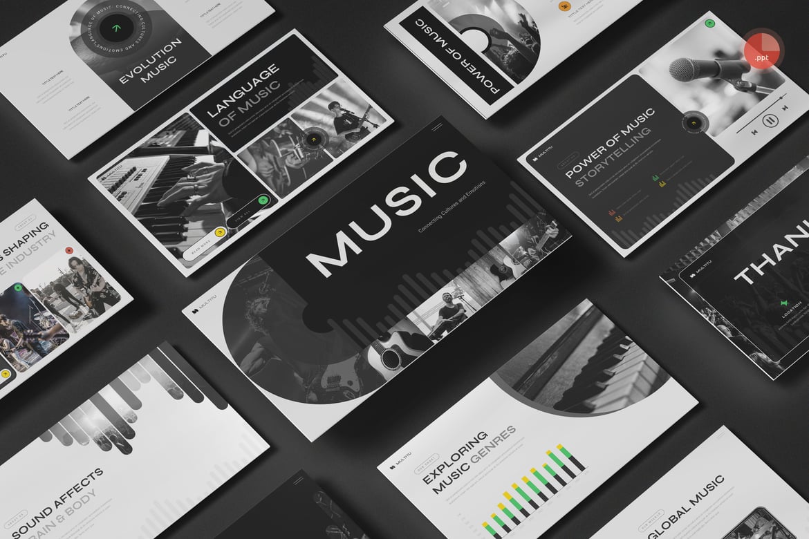 Template PowerPoint Musik yang Menarik dan Profesional