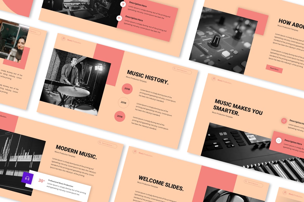 Template Presentasi PowerPoint untuk Produksi Musik yang Menarik
