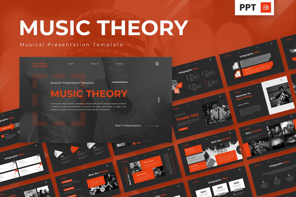 Template PowerPoint Teori Musik yang Menarik dan Modern