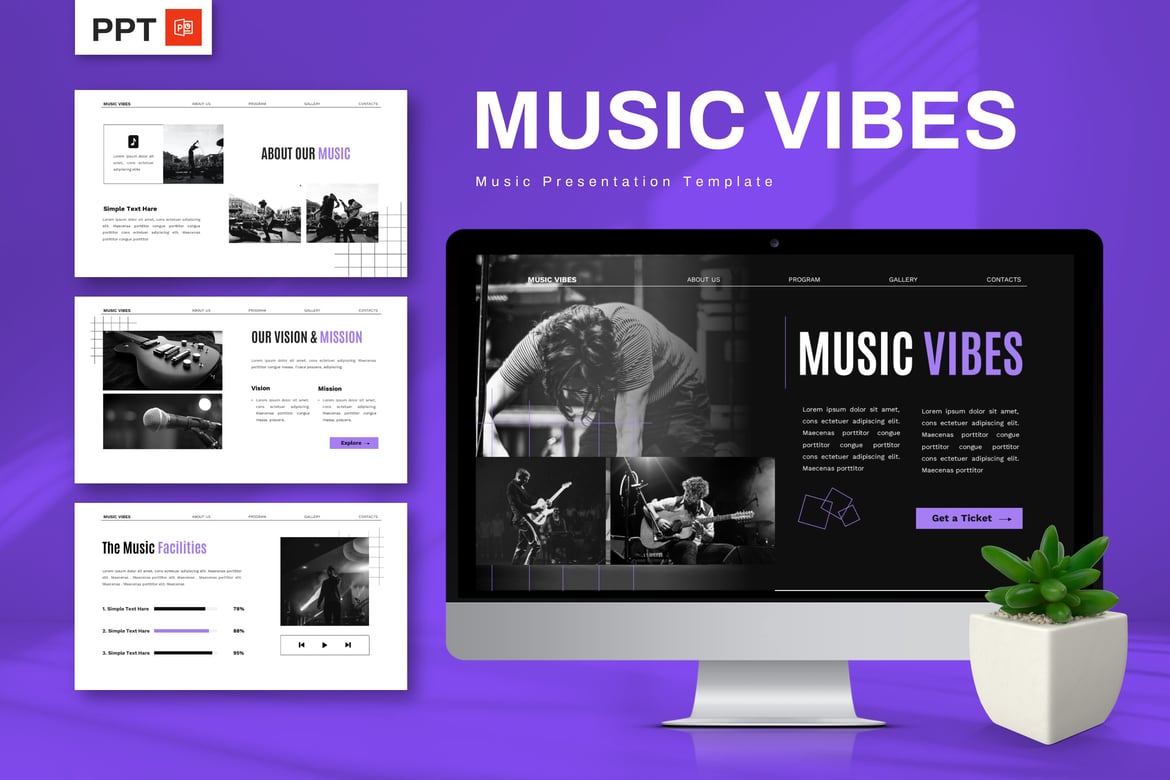 Template Presentasi Musik Vibes - PowerPoint yang Dinamis dan Kreatif