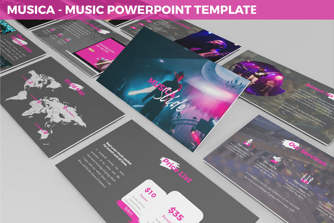 Template Presentasi Musica - Powerpoint untuk Hiburan dan Kreativitas