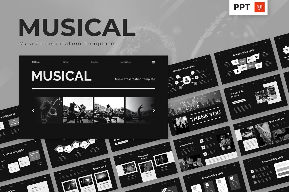 Template Presentasi Musik - Powerpoint Kreatif untuk Acara Anda