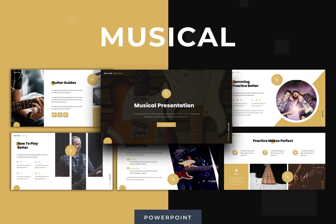 Template Presentasi Powerpoint Musikal yang Menarik