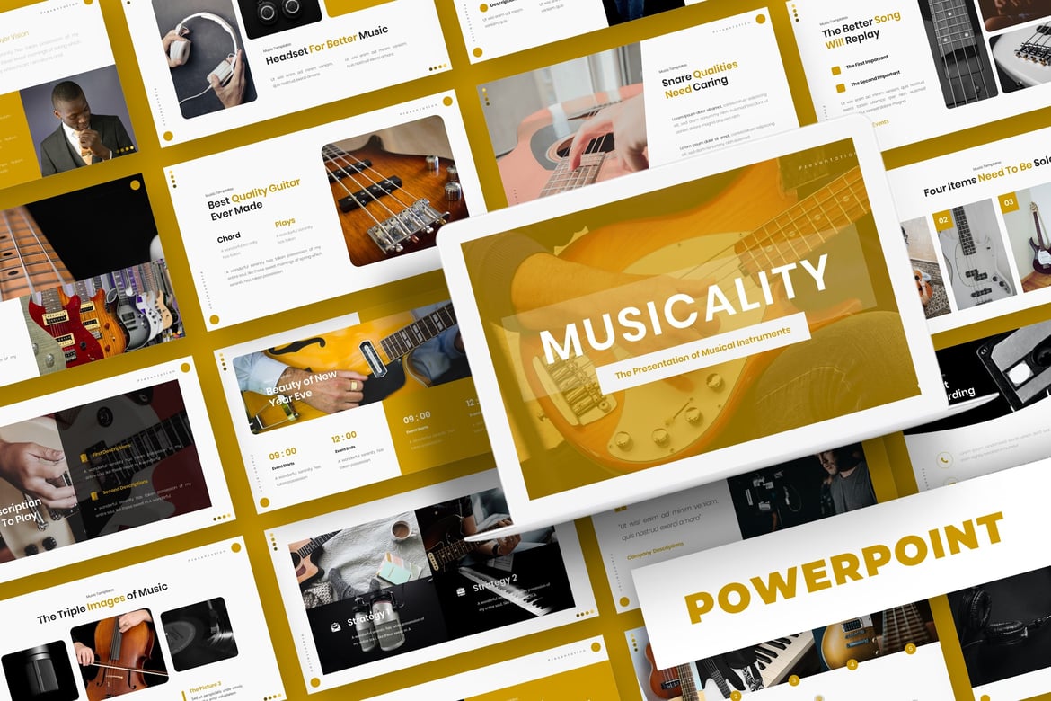 Template Presentasi PowerPoint Musicality - Desain Menarik dan Multifungsi