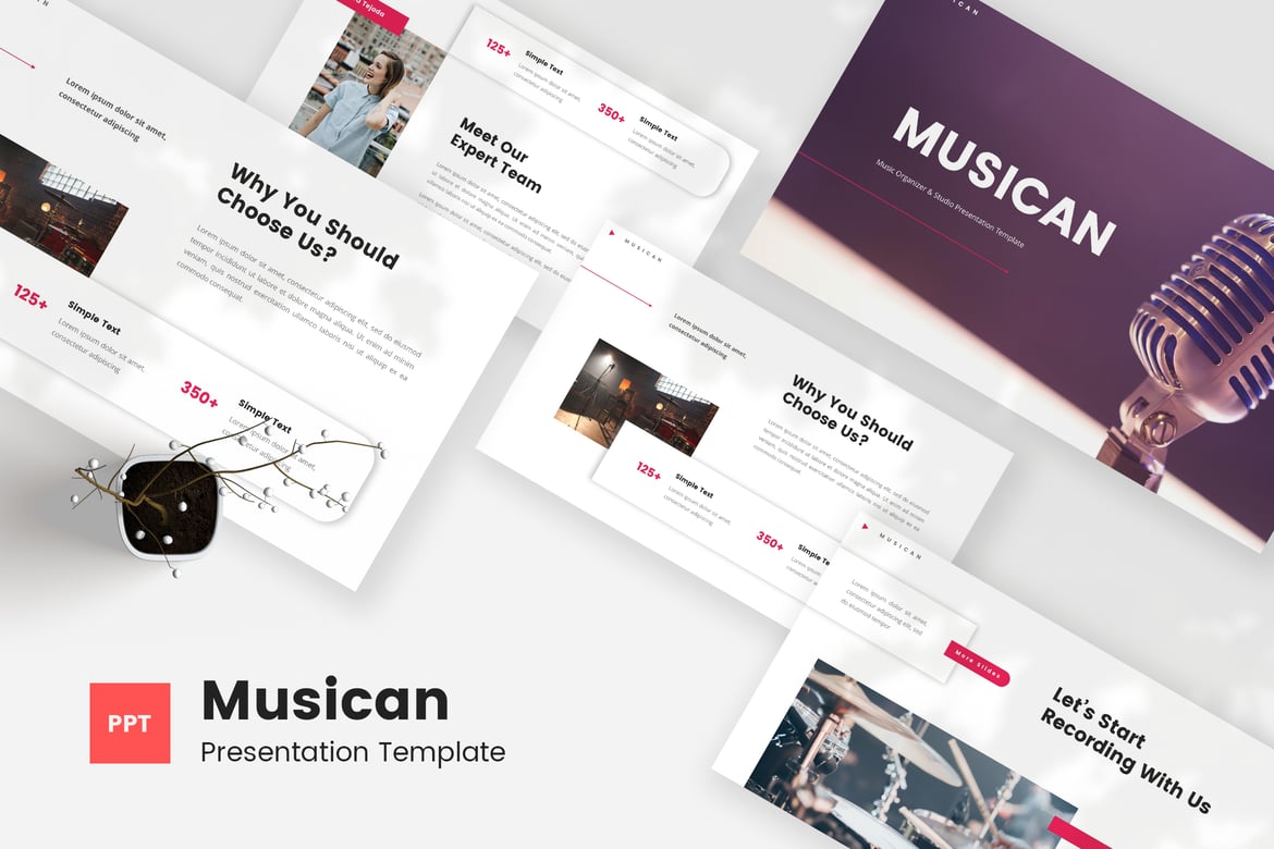 Template Presentasi Musican - Organizer Musik & Studio PowerPoint yang Menawan