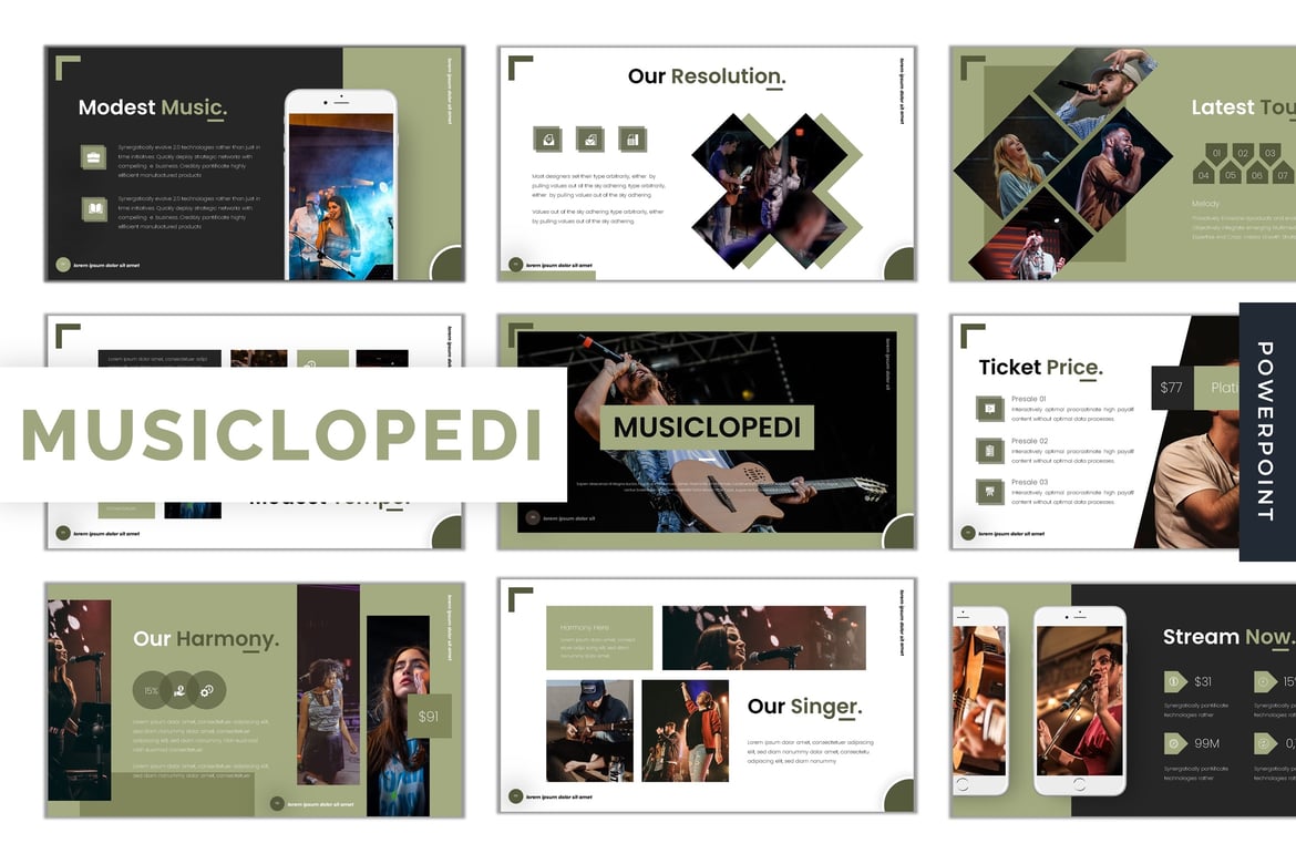 Template PowerPoint Musiclopedi - Kreasikan Presentasi Menarik Anda