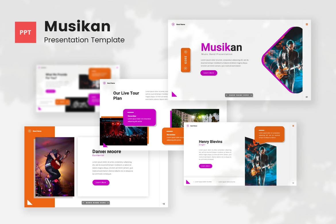Template Presentasi Musikan — PowerPoint untuk Band Musik