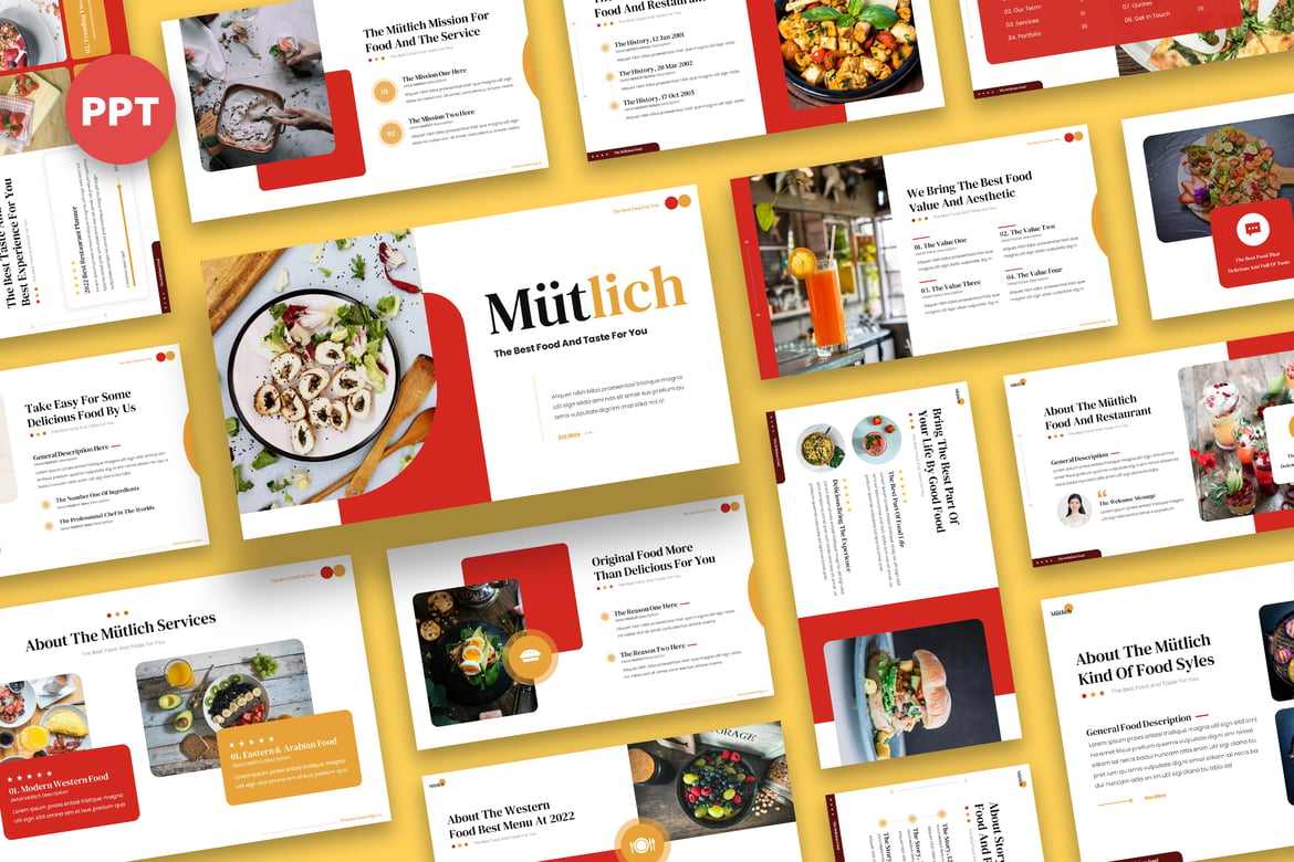 Template Presentasi Makanan Mutlich - Powerpoint Kreatif