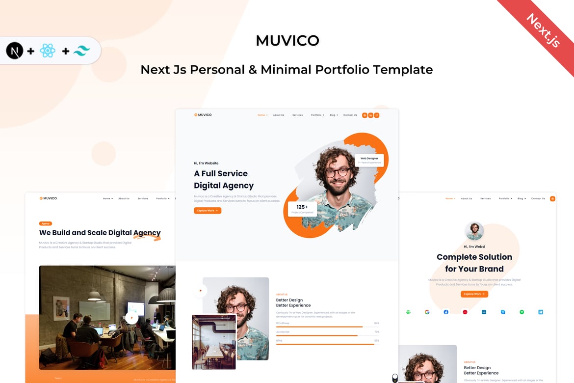 Muvico - Template Web Portofolio Pribadi Minimalis dengan Next.js