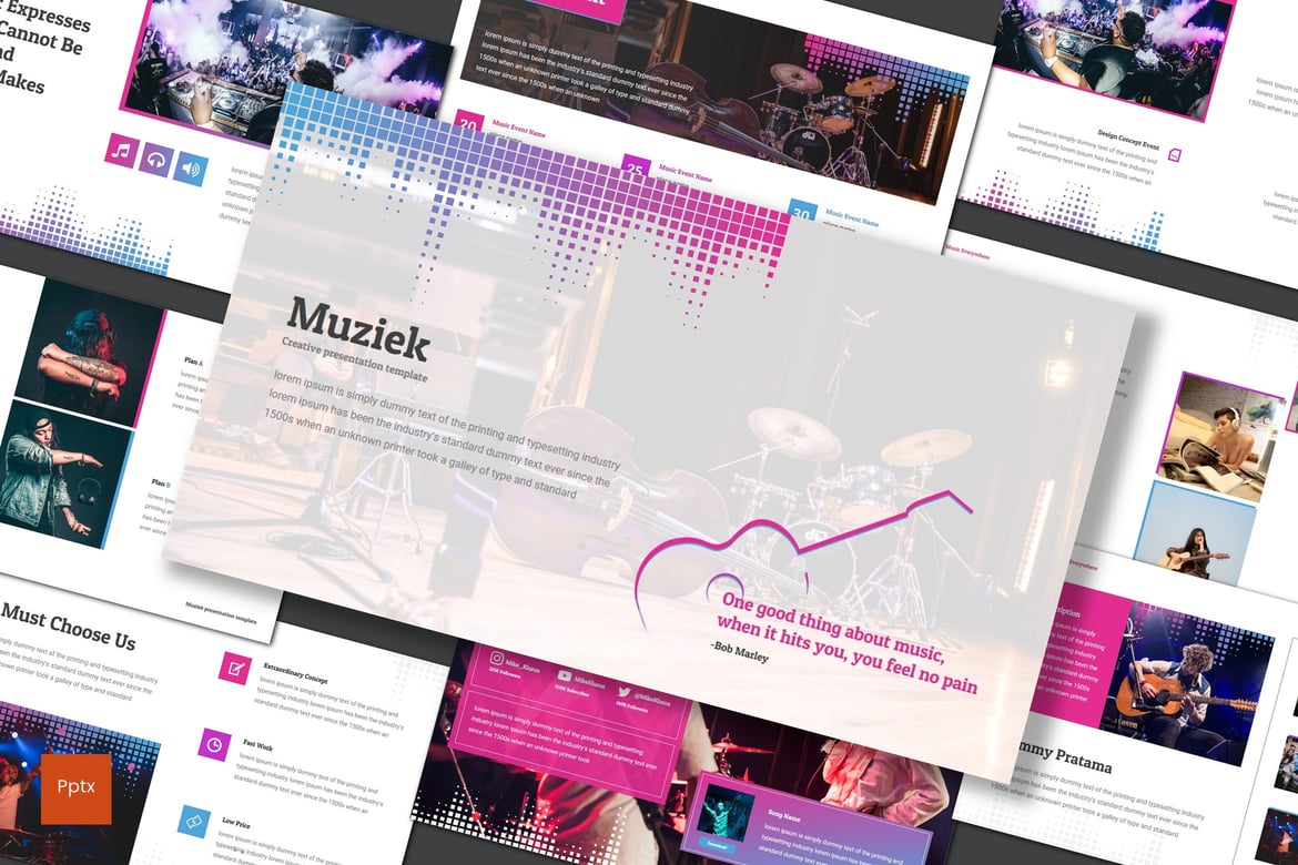 Template PowerPoint Musik Kreatif dan Minimalis
