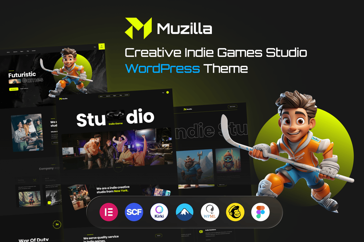 Muzilla - Tema WordPress Kreatif untuk Studio Game Indie