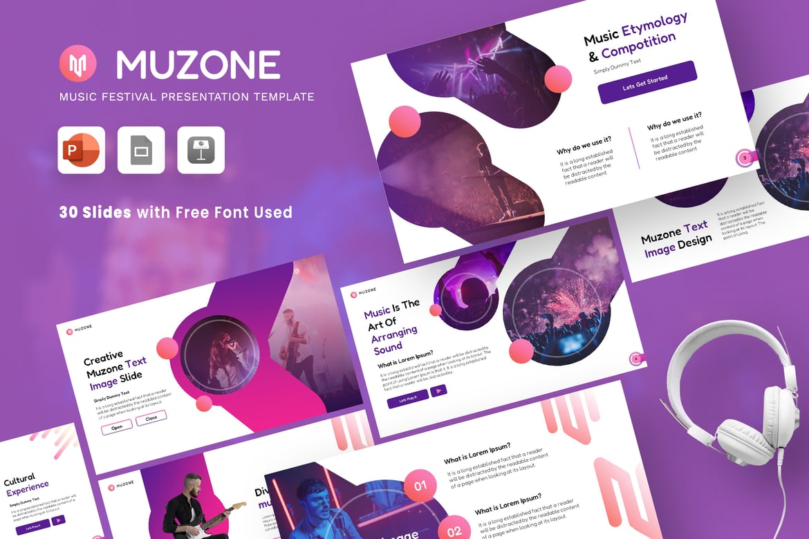 Muzone - Template PowerPoint Musik yang Keren dan Elegan