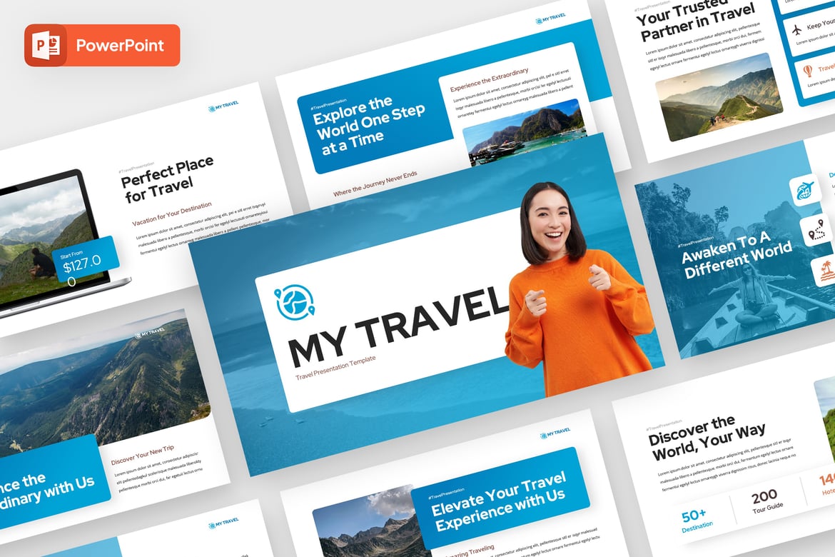 Template Presentasi PowerPoint 'My Travel' untuk Semua Keperluan