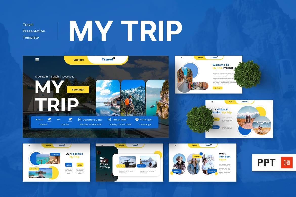 Template PowerPoint Perjalanan yang Menarik - My Trip