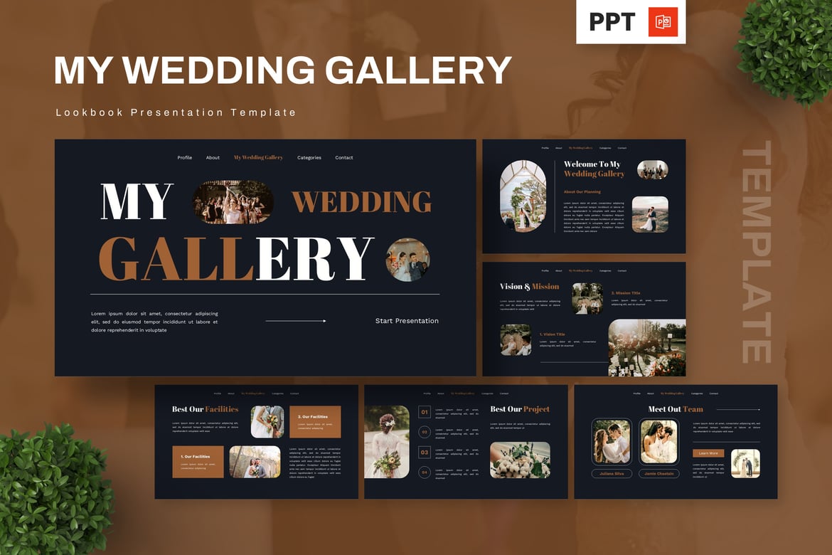 Template Powerpoint Galeri Pernikahan - Lookbook Elegan