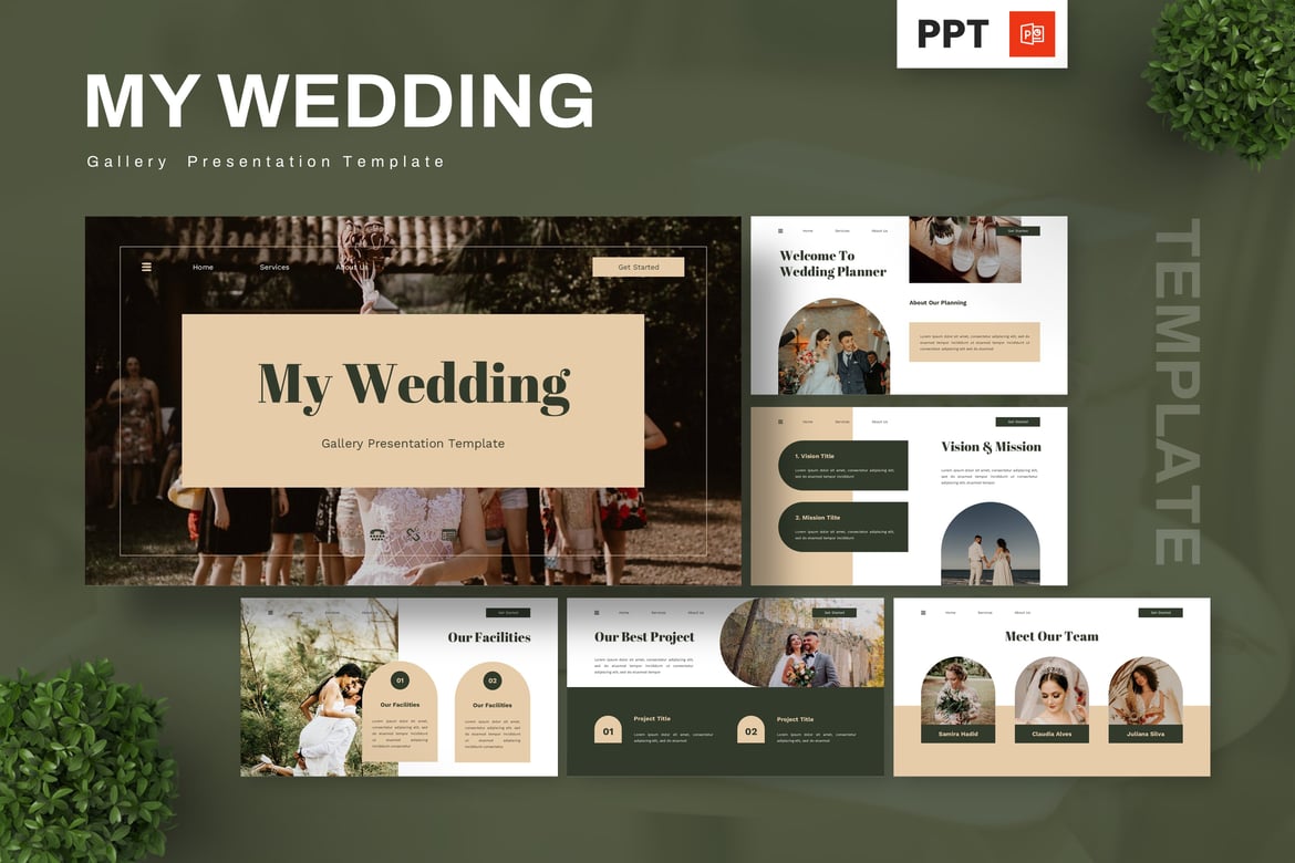 Template Powerpoint Pernikahan yang Elegan dan Menawan
