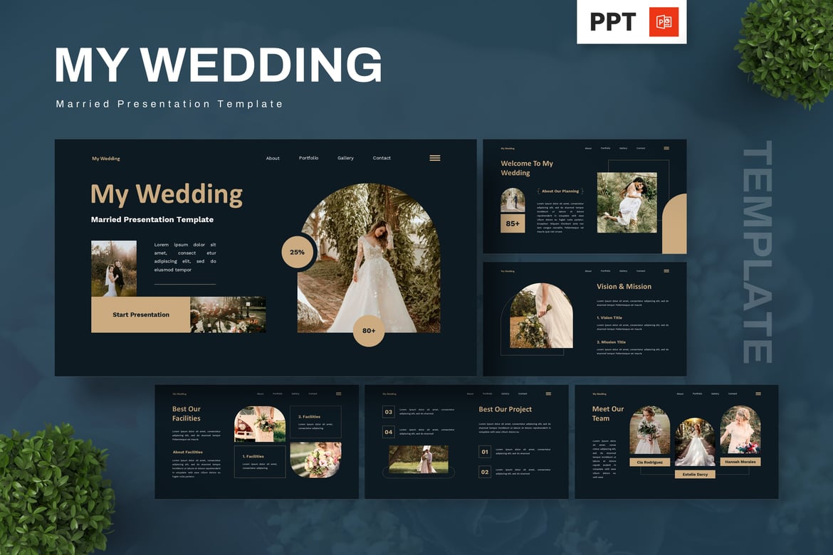 Template Powerpoint Pernikahan - Merried yang Elegan dan Kreatif