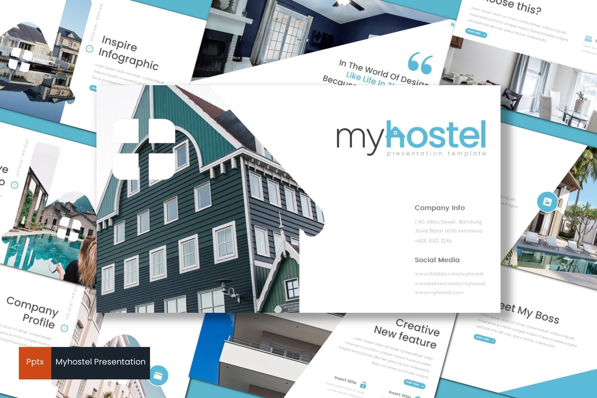 Myhostel - Template Presentasi PowerPoint Modern